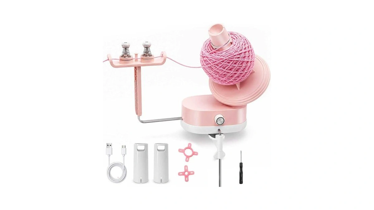 Electric Yarn Winder For Crocheting Cordless Automatic Rechargeable（pink)