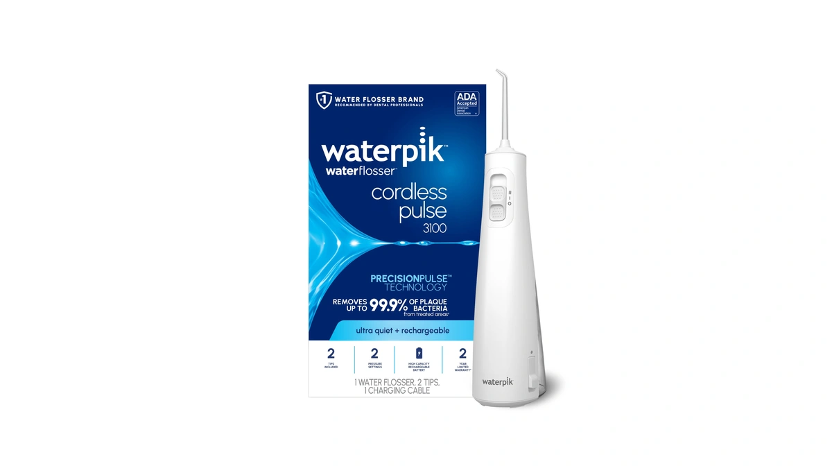 Waterpik Cordless Pulse 3100 Portable Water Flosser, Rechargeable, White