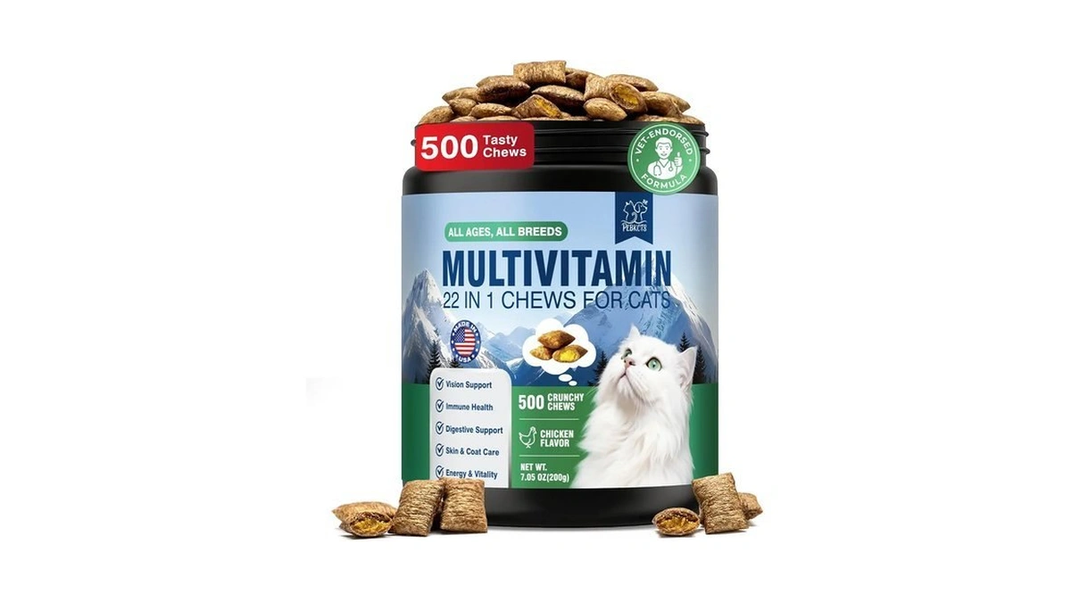 22-in-1 Cat Multivitamin Chews, Taurine & Lysine For Cats, Omega