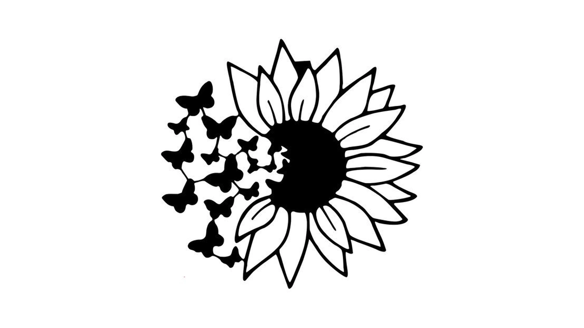 Heoclao Butterfly Flower Silhouette Wall Decor, 1 Pc Metal Flower