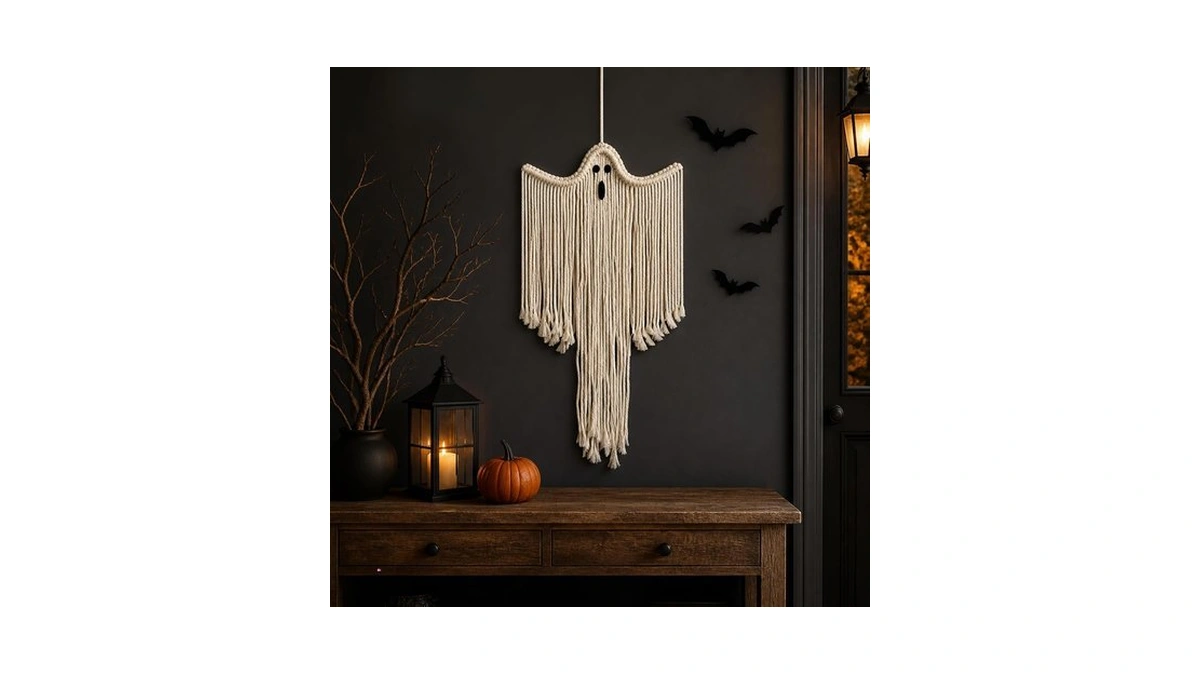 Halloween Decoration - Spooky White Boho Ghost, Indoor Outdoor Porch