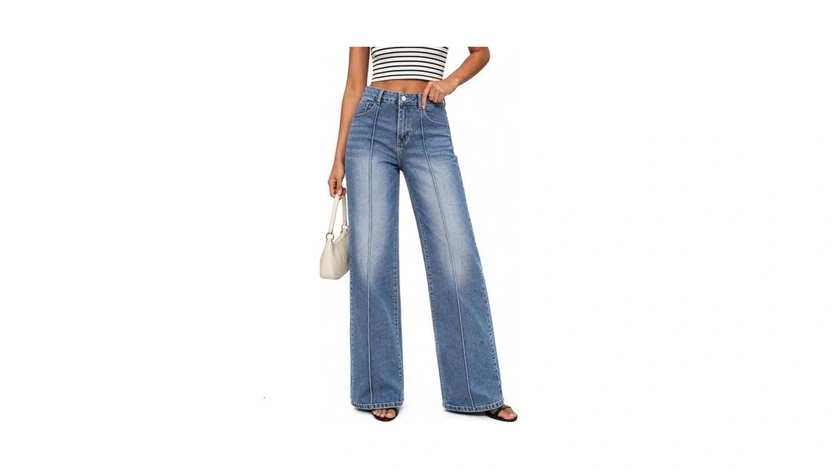 Emmiol Straight Leg Jeans For Women High Waisted Womens Wide