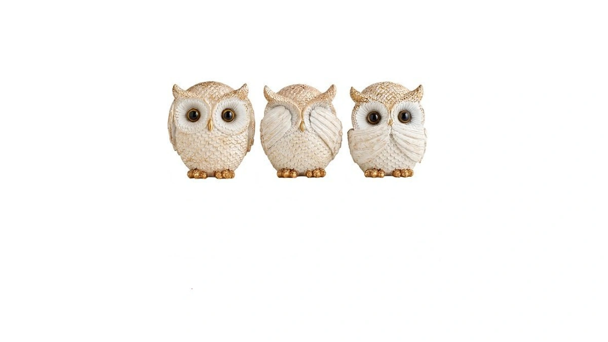 Funterest 3 Wise Owls Statue Set, See No Evil Hear