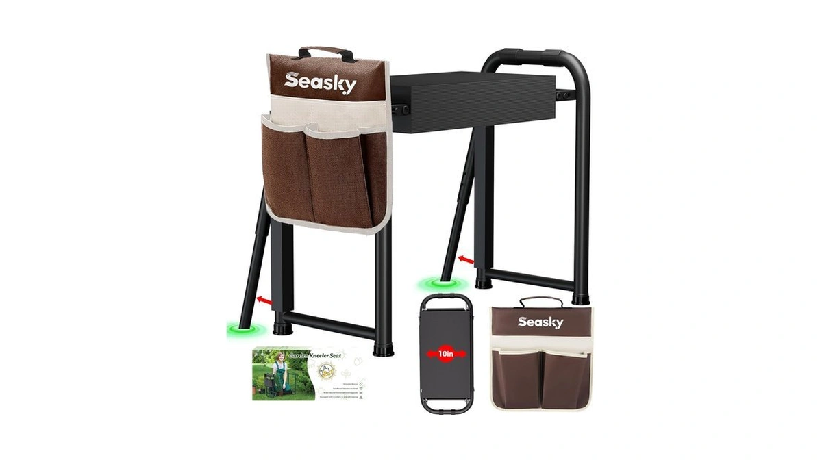 Seasky Foldable Garden Kneeler And Seat, Anti-tipping Gardening Bench Widened