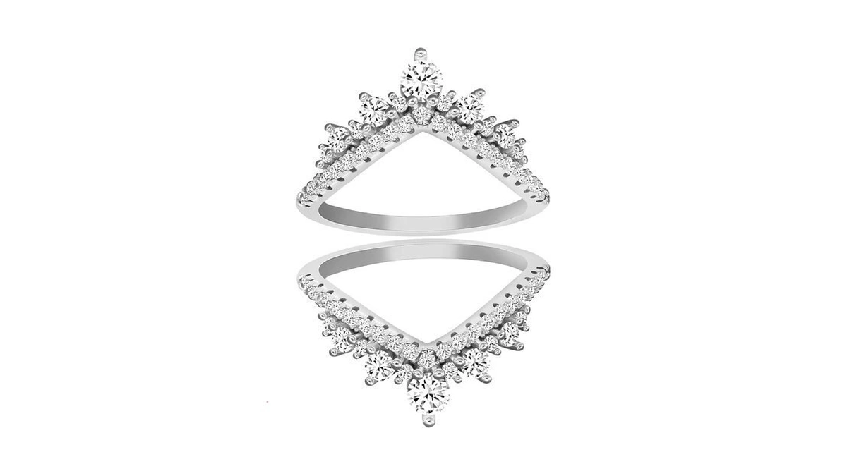Uloveido Women's 925 Silver Round Cz Crown Wedding Ring Guard