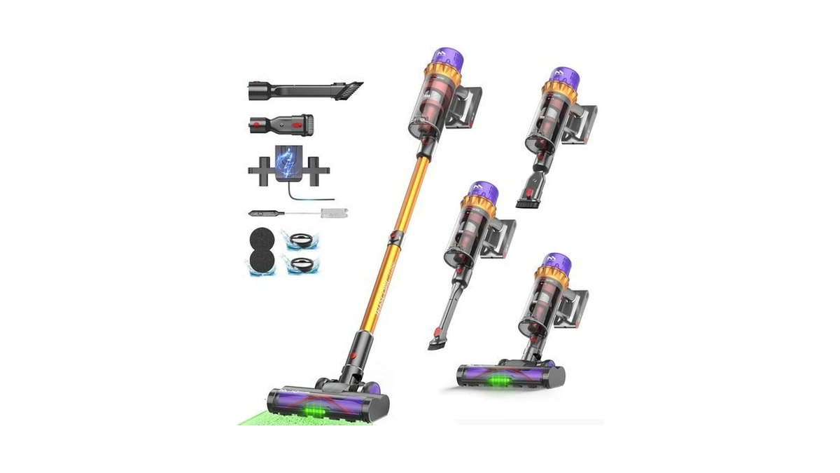 Alloymove Cordless Vacuum Cleaner, 550w 50kpa 80mins Self-standing Cordless Vacuum