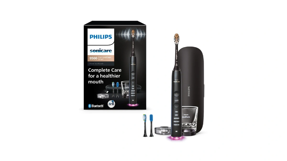 Philips Sonicare Diamondclean 9500 Electric Toothbrush 3 Brush Heads, Black