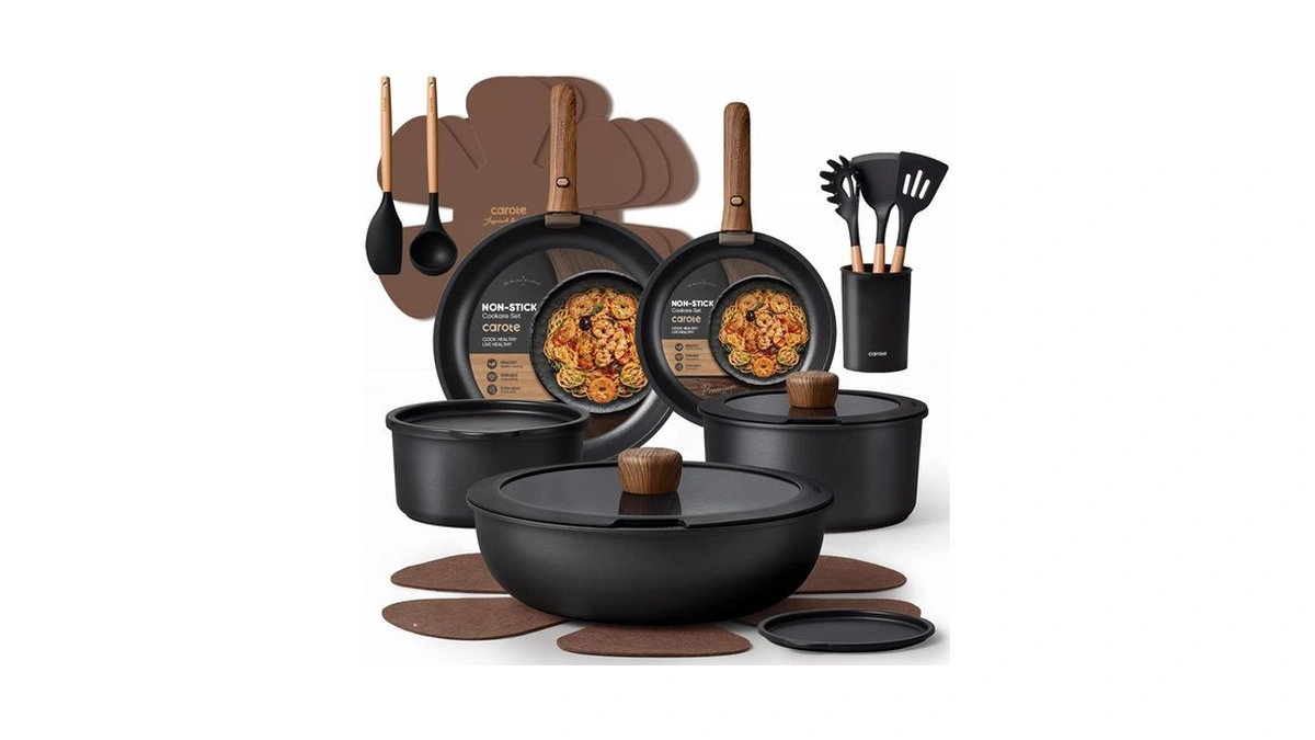 Carote 21pcs Pots And Pans Set Non Stick, Detachable Handle