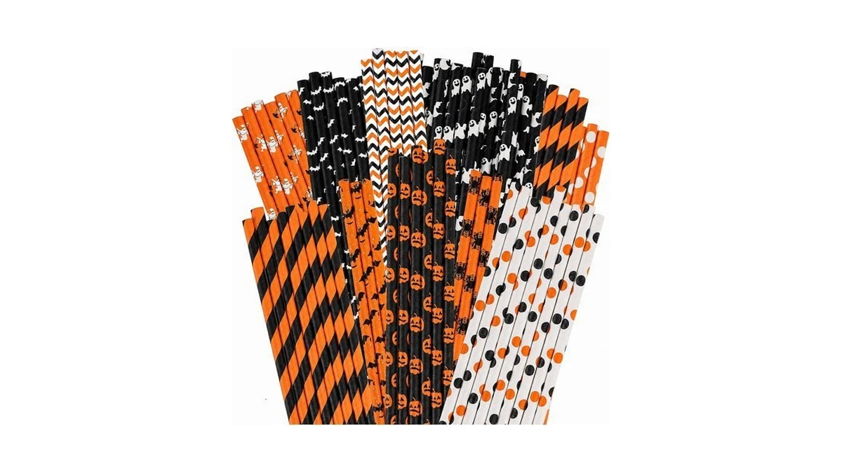 Hansgo 70 Pcs Halloween Paper Drinking Straws