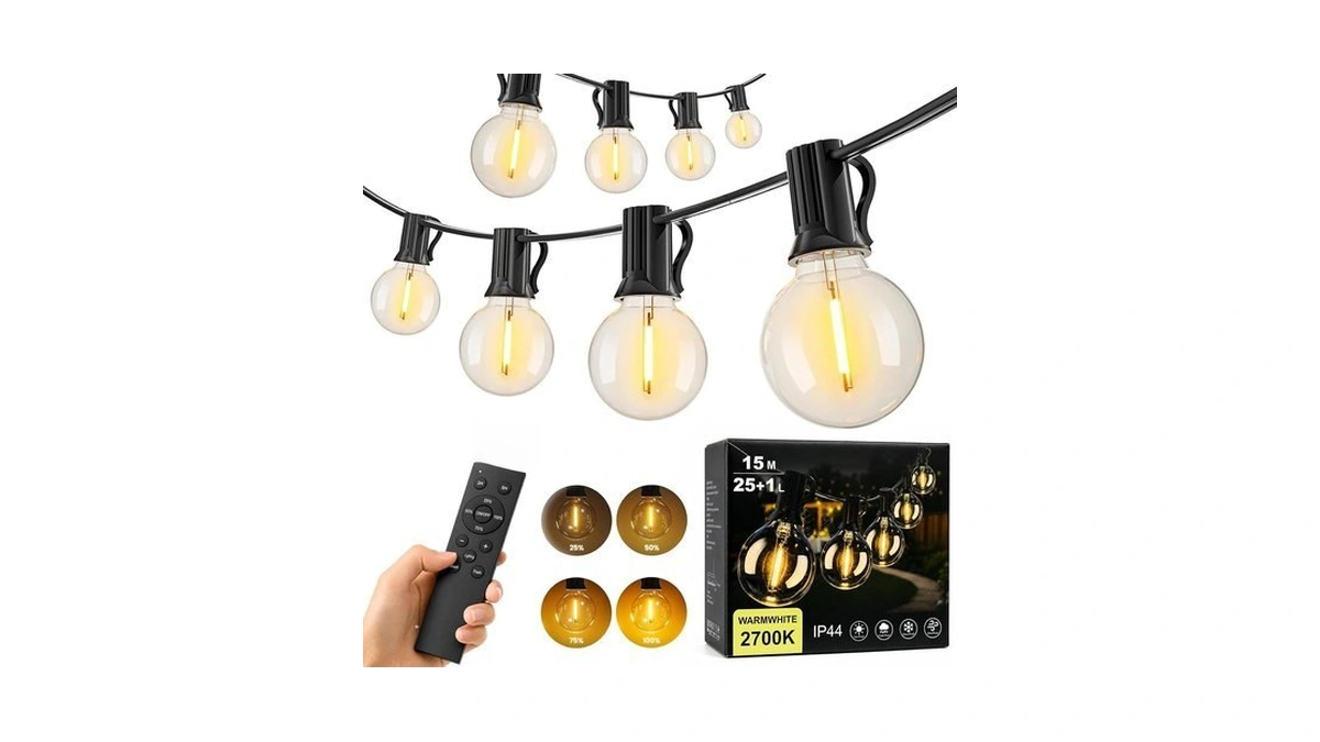 Lakerlinght Outdoor String Lights, Waterproof, Shatterproof