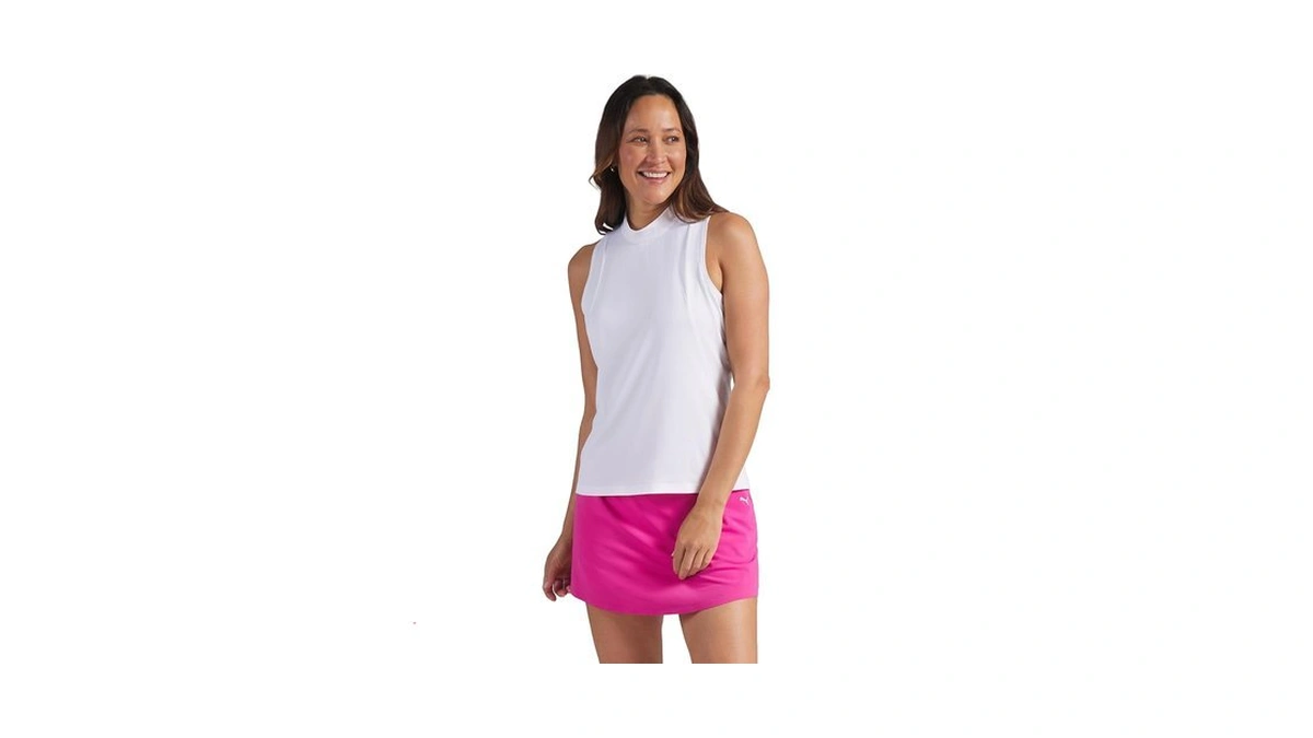 Puma Nylon Sport Sleeveless Women's Mock Neck Golf Shirt, White