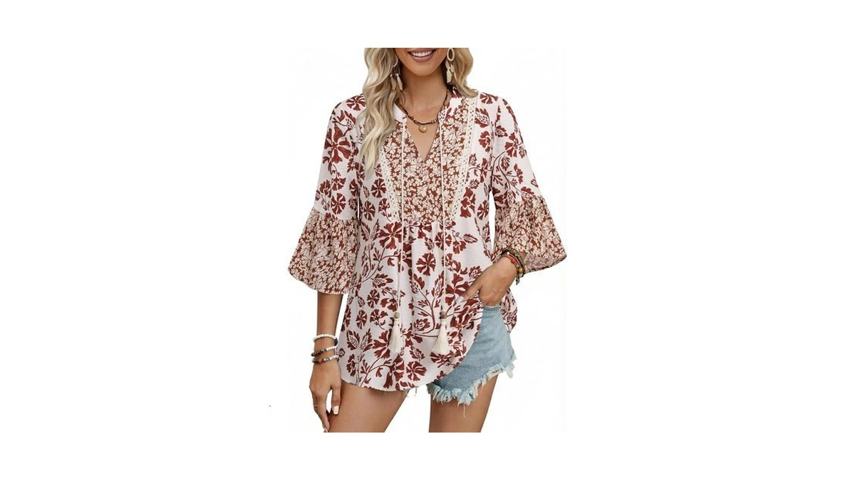 Valolia Boho Tunic Tops For Women Hippie Loose Fit -