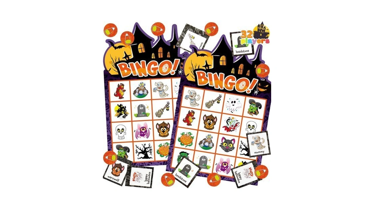 Joyin 32 Players Halloween Bingo Game, Kids Bingo Cards Set