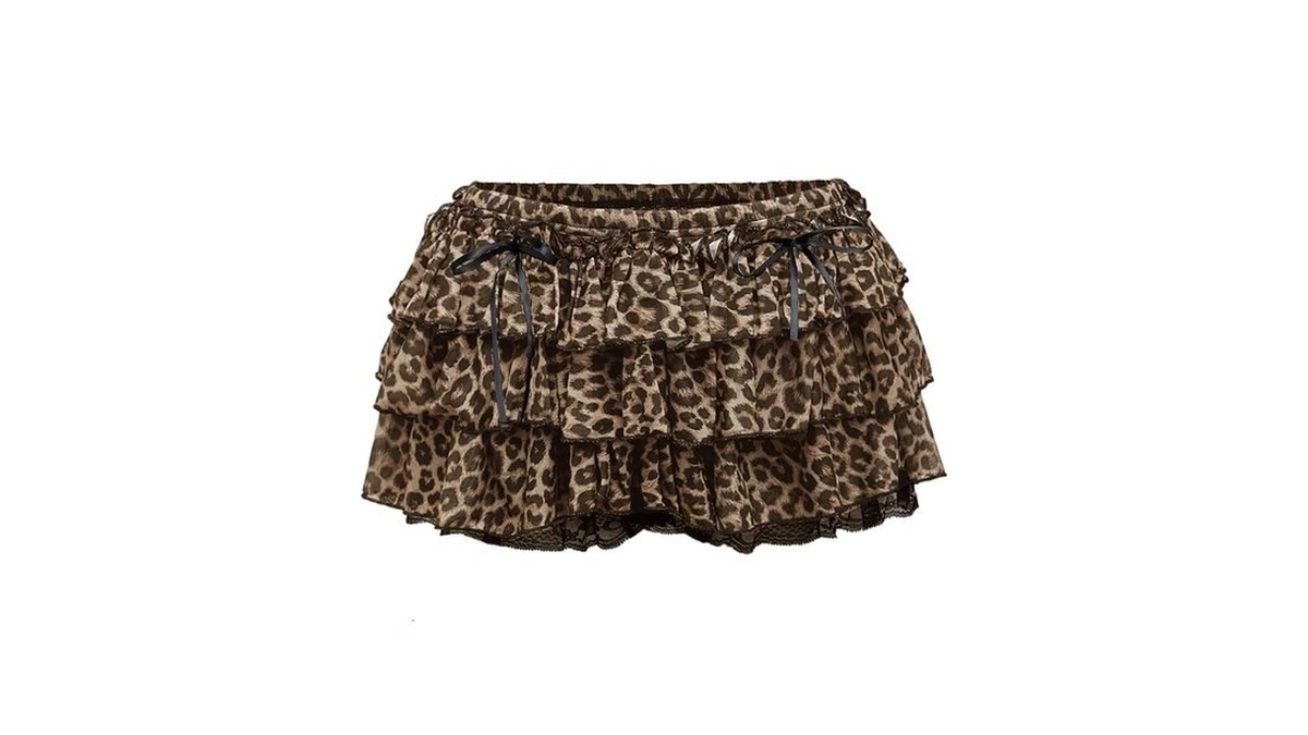Beaudrm Women's Bow Leopard Mini Shorts Y2k Cheetah Lace Bowknot