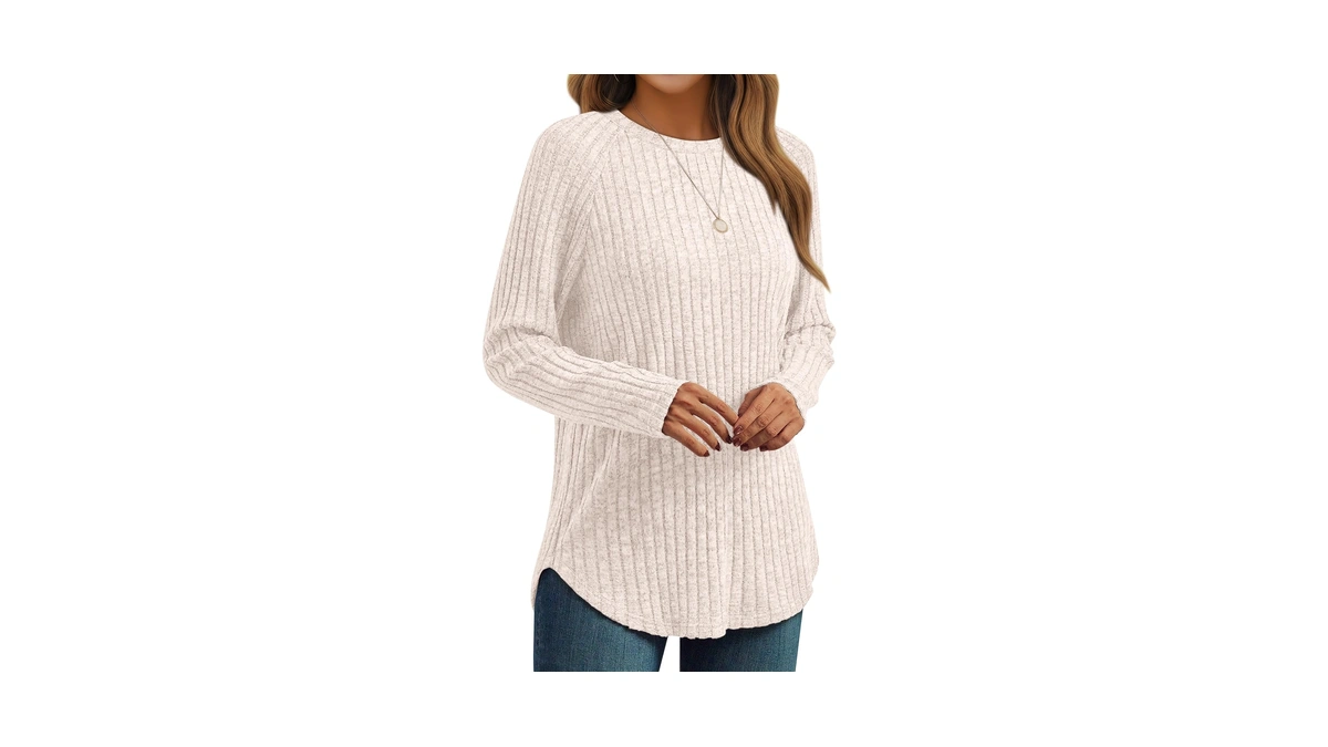 Automet Womens Long Sleeve Tops Fall Fashion Casual Tunic Apricot