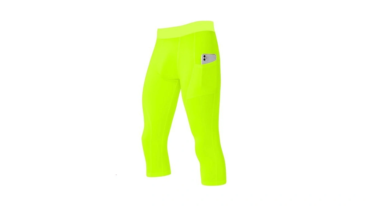 Spvise Green Men's Sports Compression Pants 3/4 Athletic Leggings Exercise