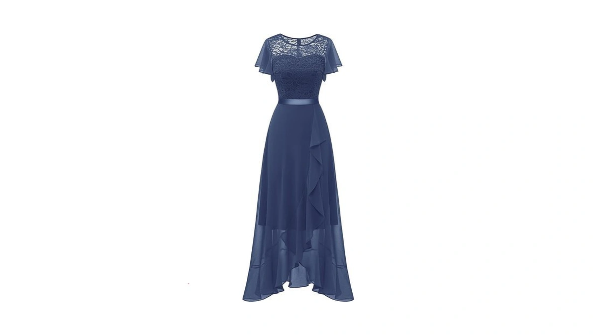 Berylove Formal Dresses For Women Wedding Guest Ruffle Short Sleeve