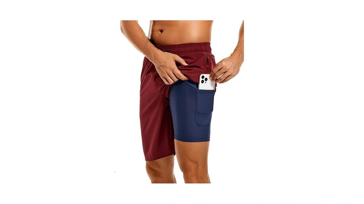 Difficort Mens Swim Trunks 9" Board Shorts Swimwear,wine Red,small