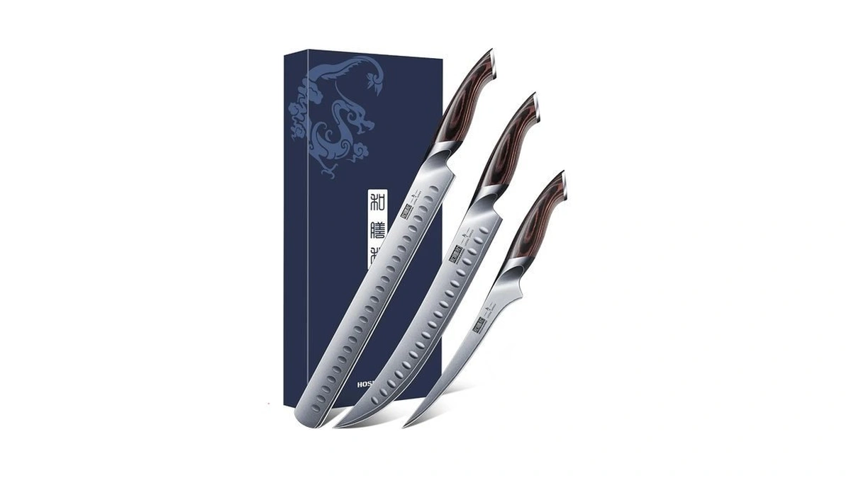 Hoshanho Carving Knife Set 3pcs, Japanese Brisket Slicing Knife Sets