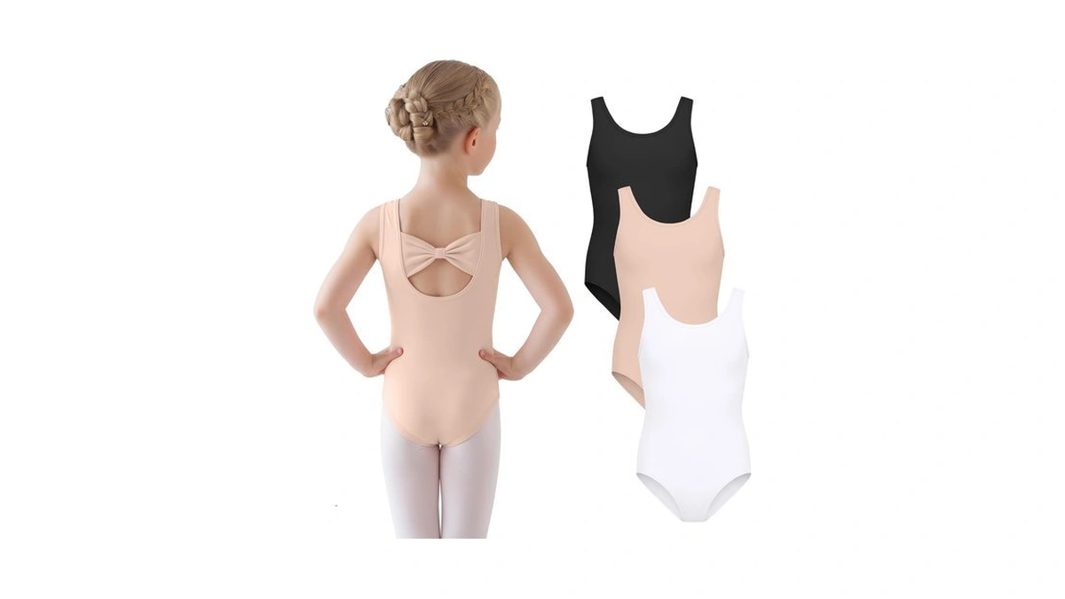 Lessonzoo 3 Pack Girls' Ballet Tank Leotard, 3-color, 4-6 Years