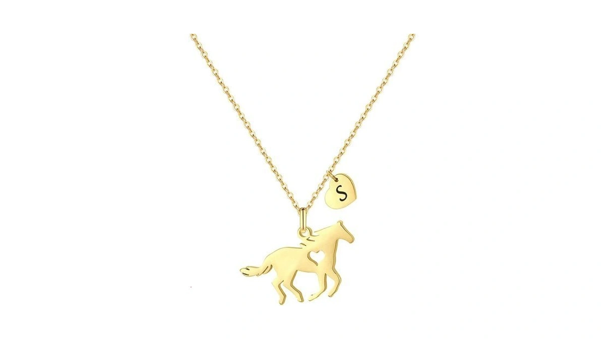 Monooc Horse Necklace Gifts For Girls Heart Initial S Necklace