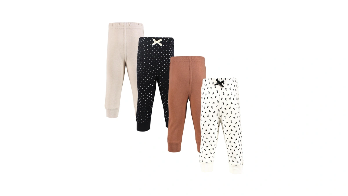 Hudson Baby Girls Cotton Pants And Leggings, Black Brown Tiny