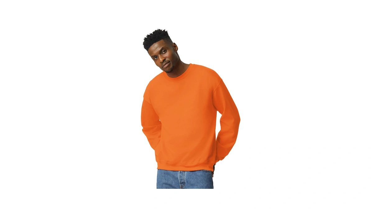 Gildan Adult Fleece Crewneck Sweatshirt, Style G18000, Multipack, Safety Orange