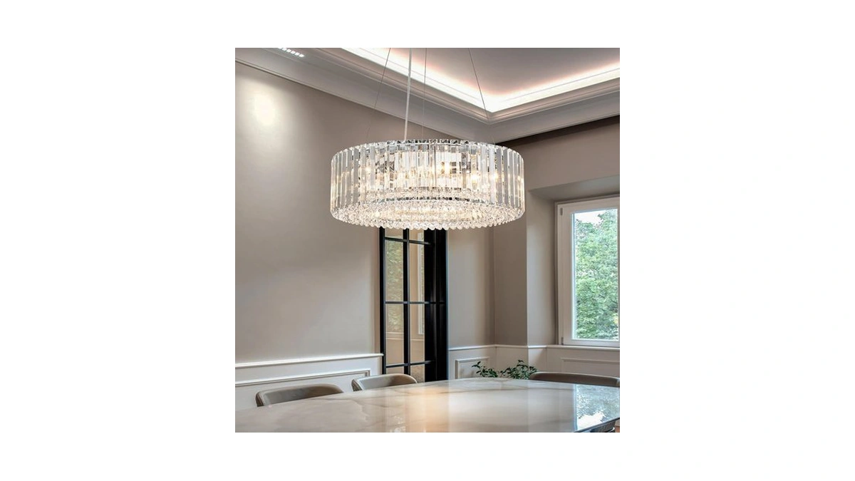 Lingkai Modern Round Crystal Chandelier, 19.7 In 6-light Luxury Crystal