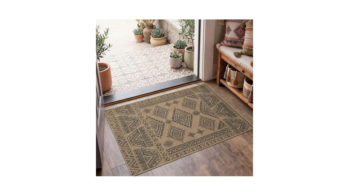Jinchan 2x3 Faux Jute Area Rug Washable Boho Entryway Rug,