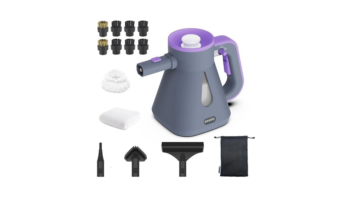 Awasky Steam Cleaner Handheld: 1200w Fast 10-sec Heat-up-750ml (25oz) Tank-no