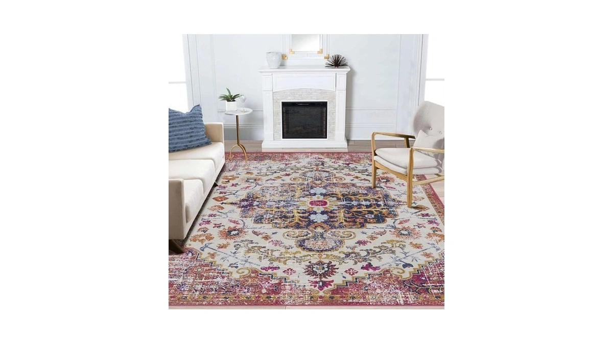 Loomy 5x7 Area Rug, Washable Living Room Rug Low-profile With