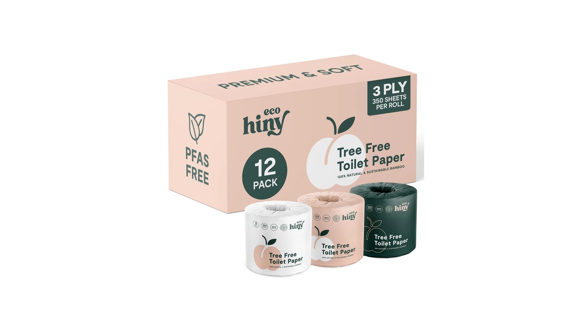 Ecohiny Premium Bamboo Toilet Paper 12 Mega Rolls 3ply 350