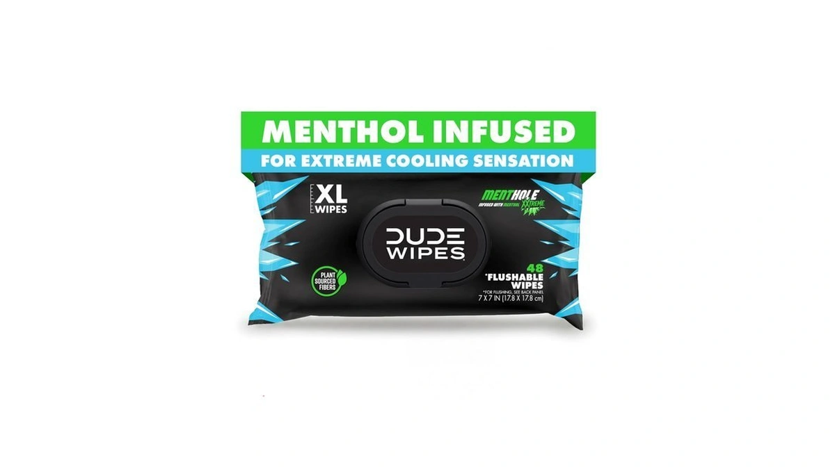 Dude Wipes Menthole Xxtreme Adult Flushable Wet Wipes, Cooling, 48