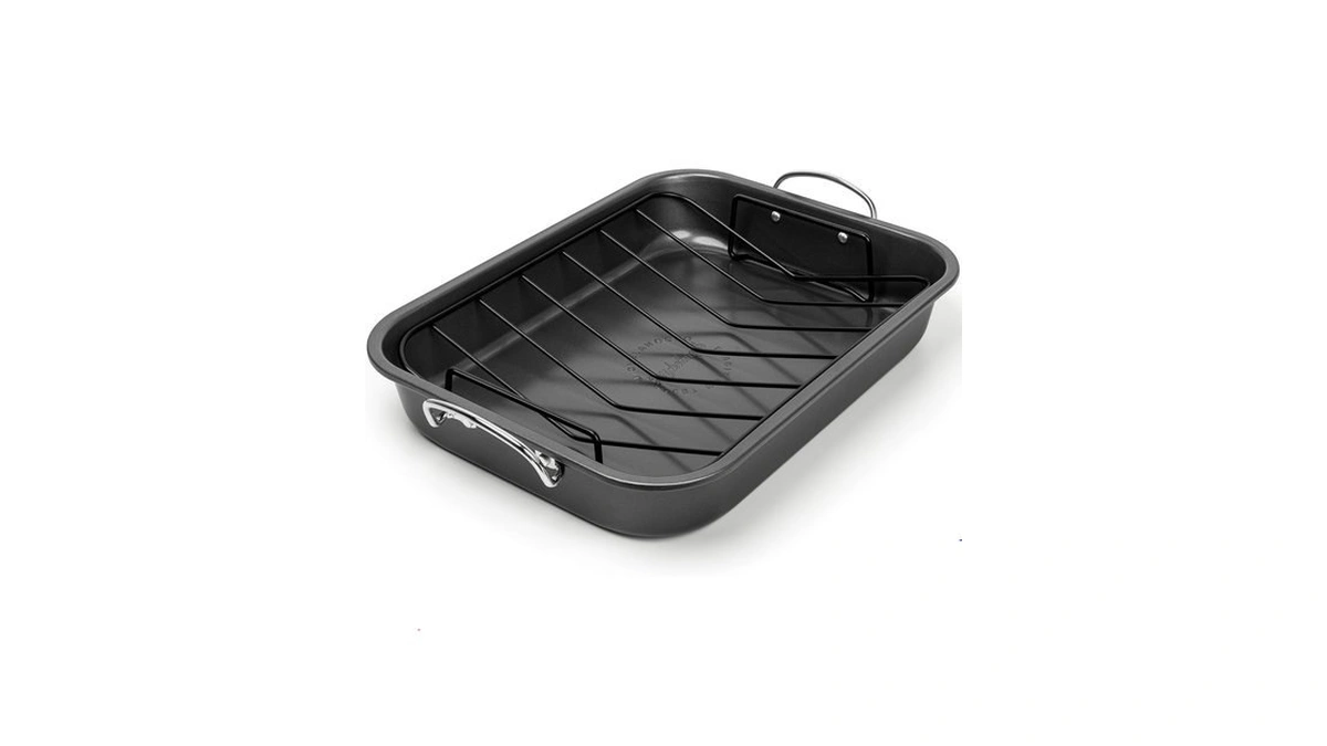 Michelangelo 15-inch Turkey Roasting Pan With V Rack, Carbon Steel