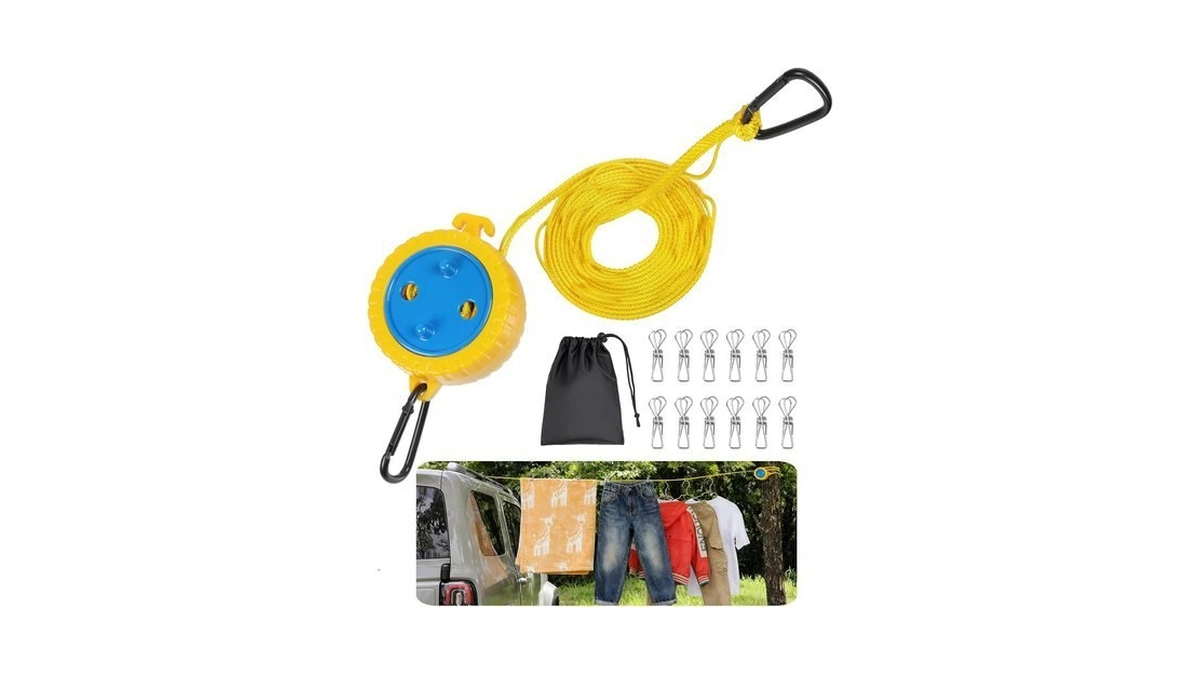 Packgoape Retractable Camping Clothesline, Portable Travel Clothes Line, Windproof Laundry