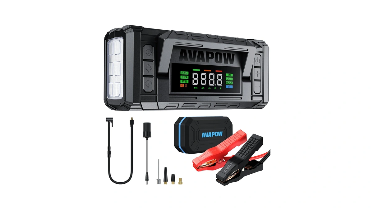 Avapow 10000a Jump Starter With Air Compressor, 12v Portable Jump