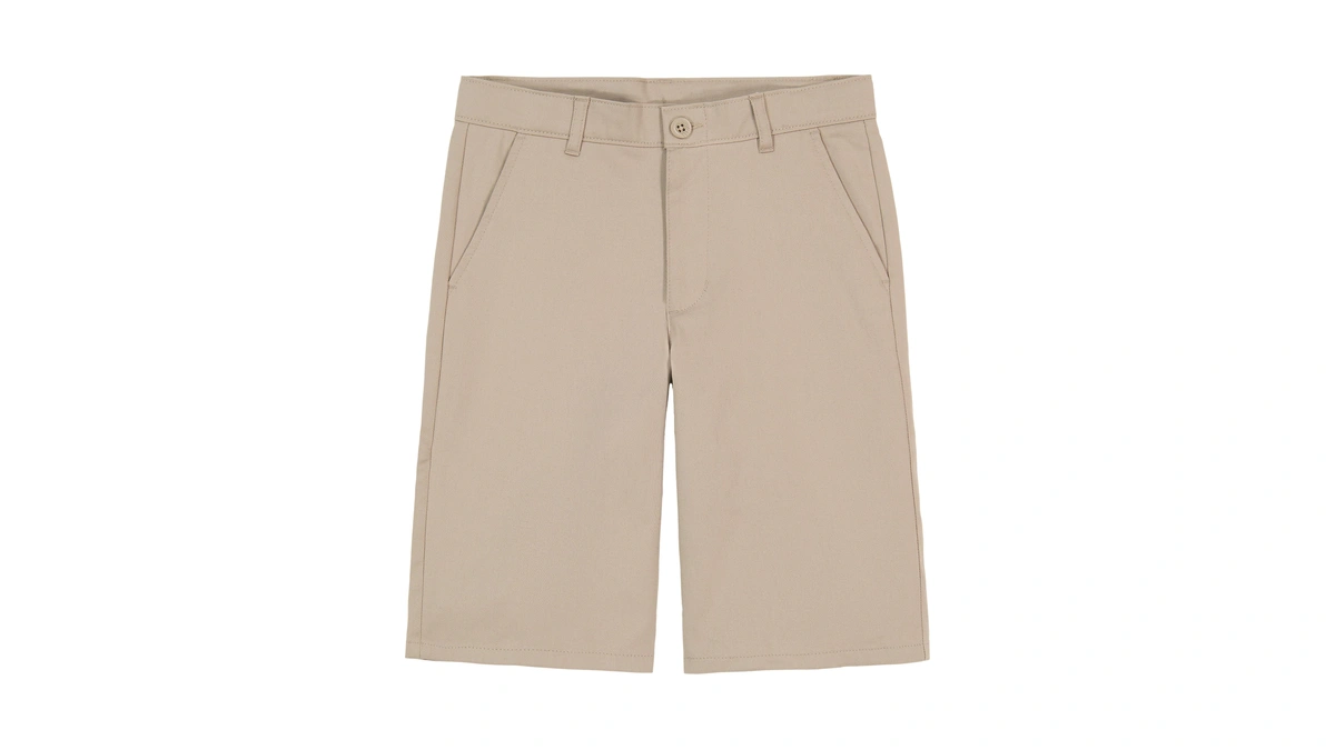 Nautica Boys' School Uniform Flat Front Twill Short, Khaki, 14