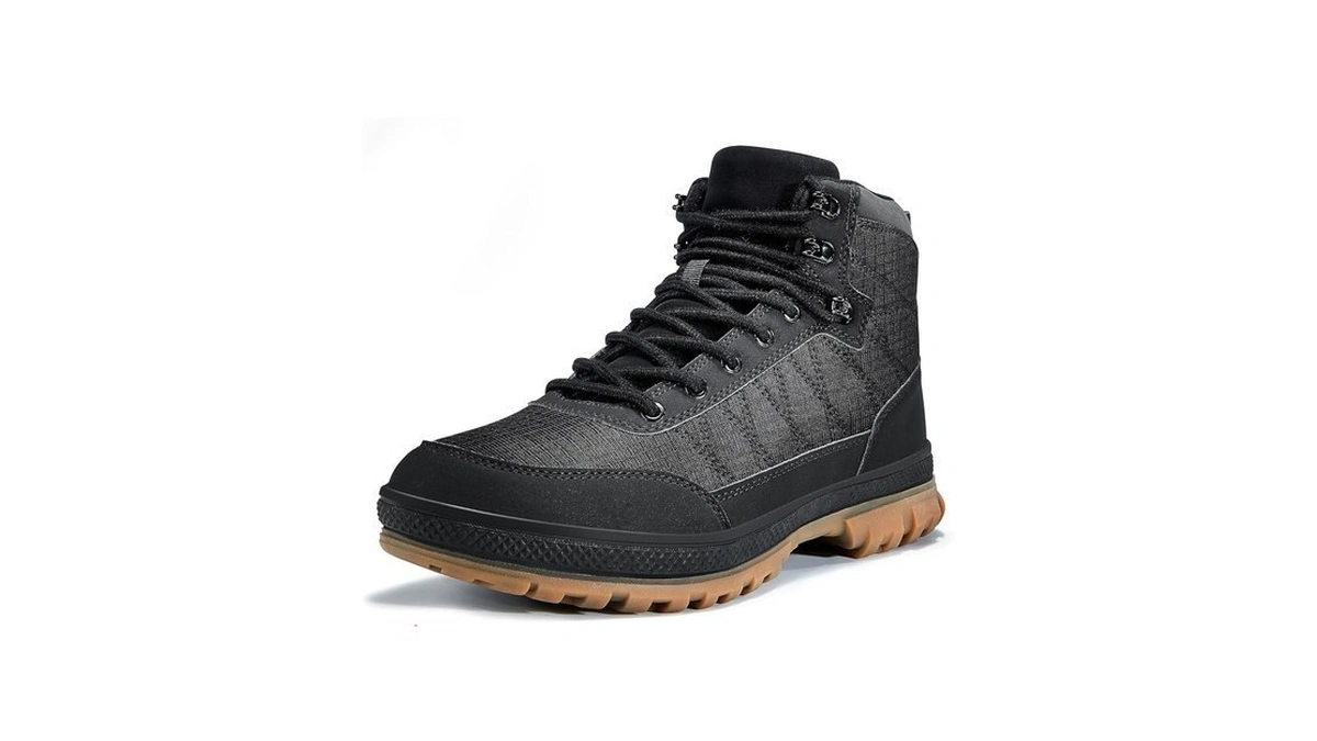 Wondamo Men's Winter Hiking Snow Boots, Carbon Black, 12 Us