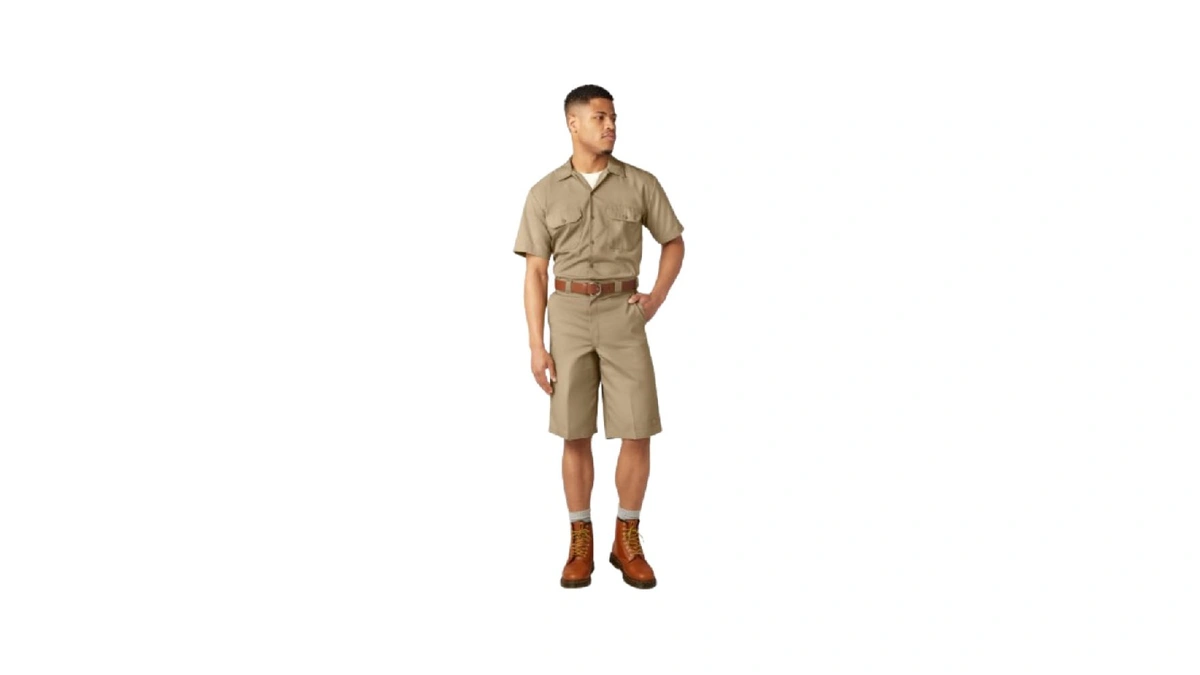 Dickies Loose Fit Flat Front Work Shorts, 13", Khaki, 48