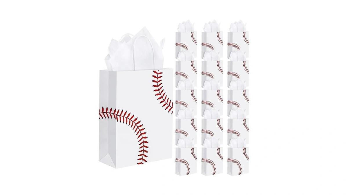 Durony 16 Pcs Baseball Party Favor Gift Bags With Handles