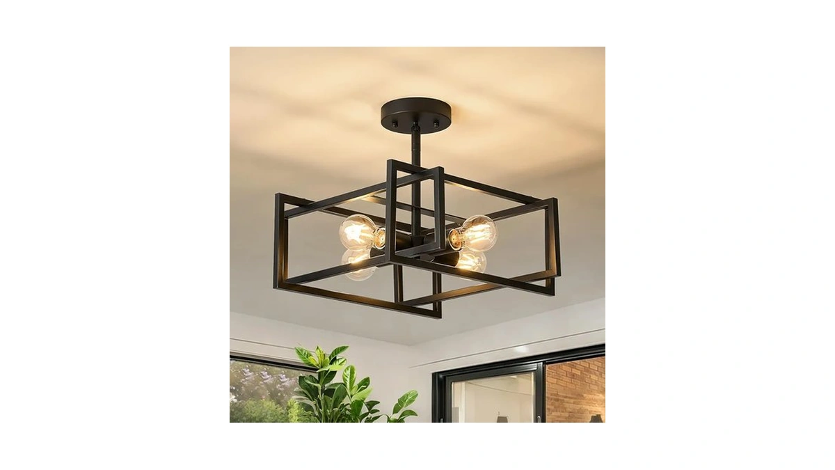 Xvbhta Black Ceiling Light, 4-light Semi Flush Mount Kitchen Light