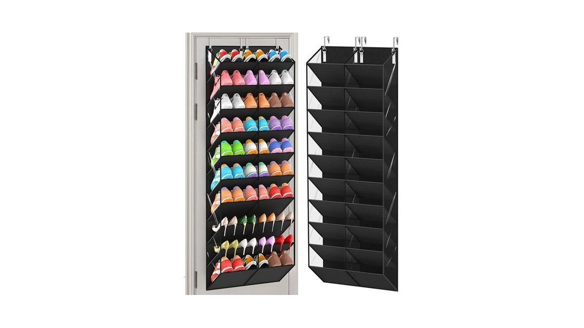 Uviahomi 20-30 Pairs Over The Door Shoe Organizer, Clear Pockets