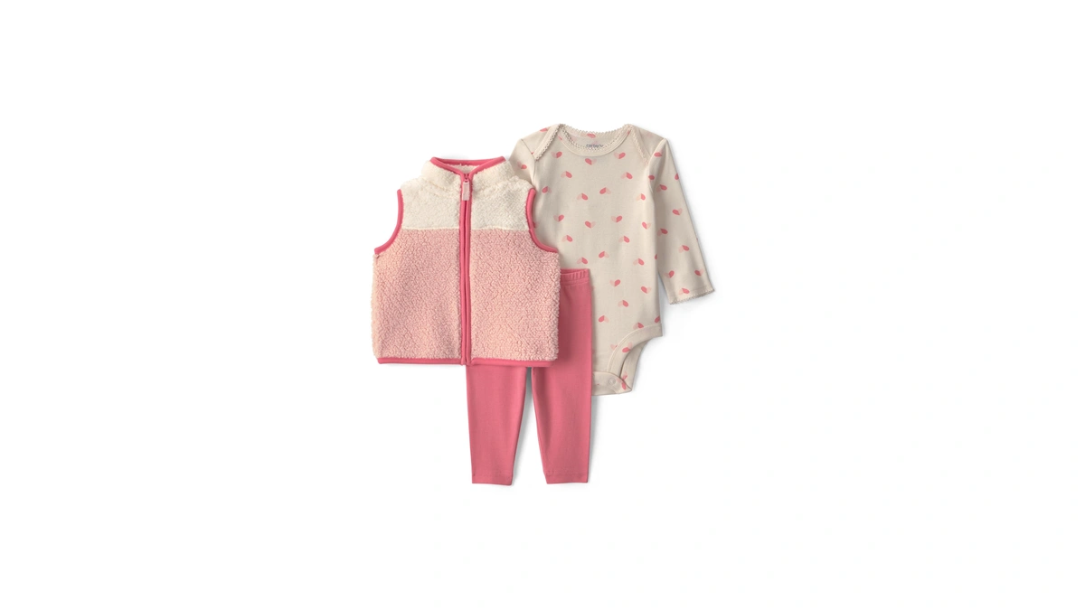 Carter's Girl 3-piece Bodysuit Pant Sets, Pink Color Block, 18m