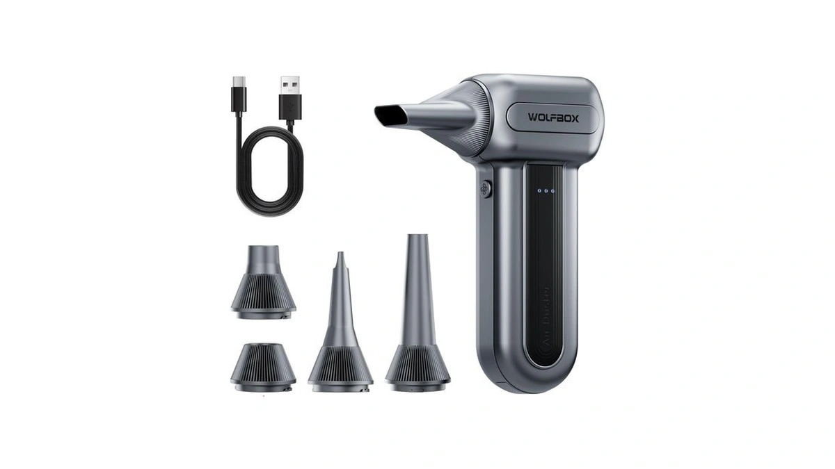 Wolfbox Mf70 Compressed Air Duster, 3-speed Adjustable, Electric, Cordless