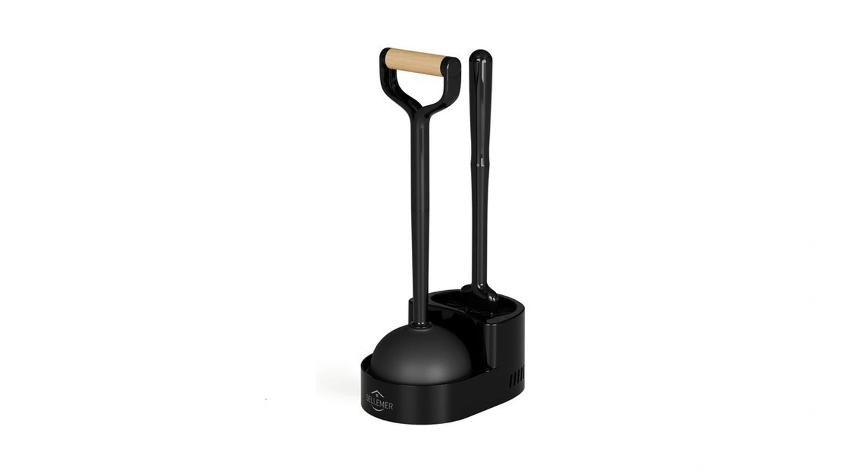 Sellemer Toilet Brush And Plunger Set, Curved Head For Deep