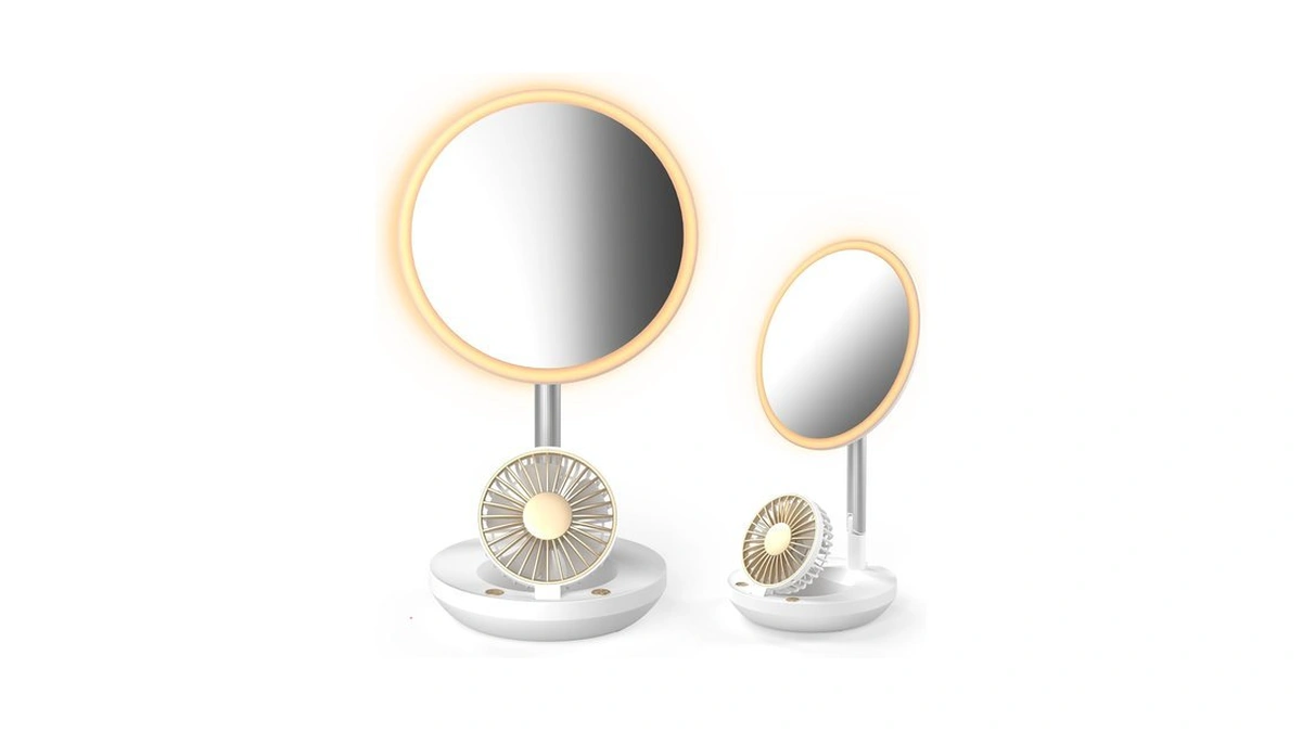 Gelpal 3-in-1 Led Makeup Mirror With Fan, Rechargeable Portable Cordless