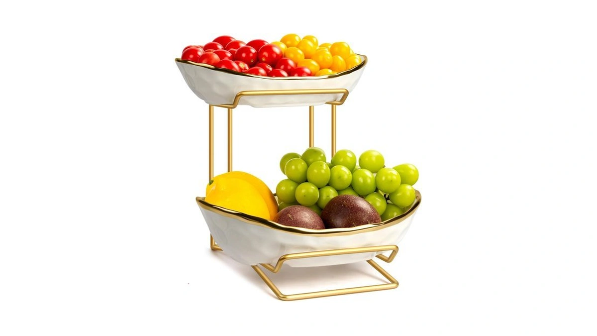Yunlinli Fruit Bowl For Kitchen Counter, 2 Tier Fruit Basket