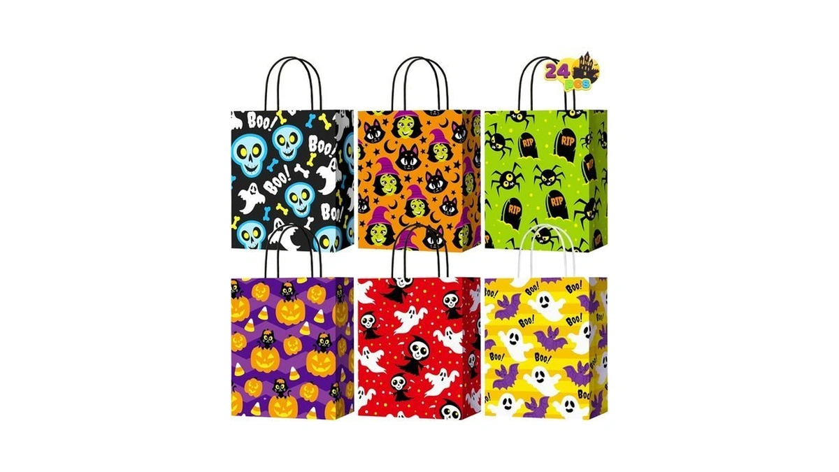 Joyin 24 Pcs Halloween Paper Goodie Bags With Handles In
