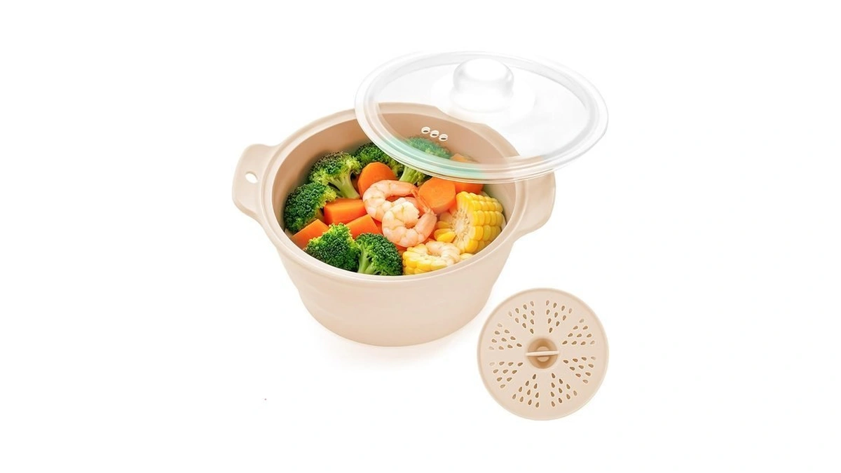 Collapsible Silicone Microwave Vegetable Steamer, 42oz Microwave Steamer With Lid