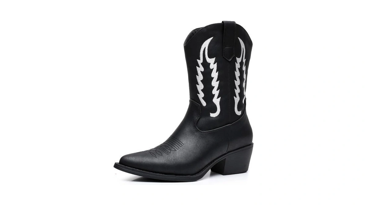 Globalwin Black Cowboy Boots For Women Western Mid Calf Comfortable
